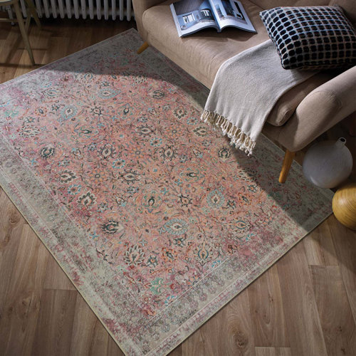 Bloomsbury Market Bagnell Looped/Hooked Cotton Pink/Grey Rug & Reviews